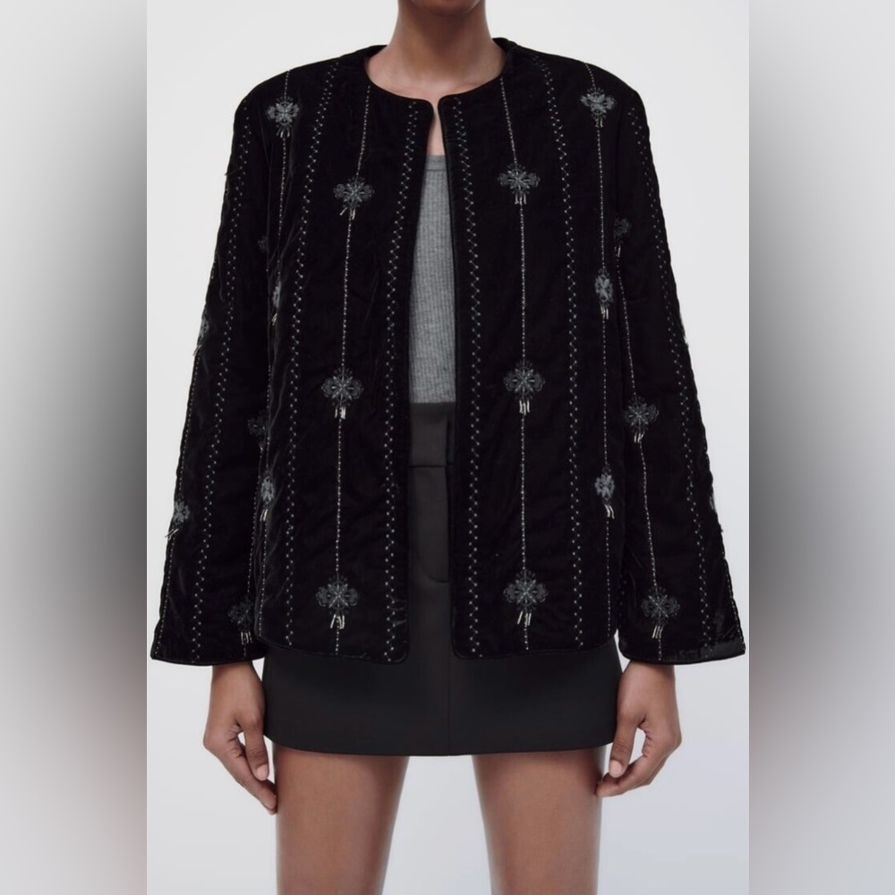 Zara Embroidered Velvet Jacket